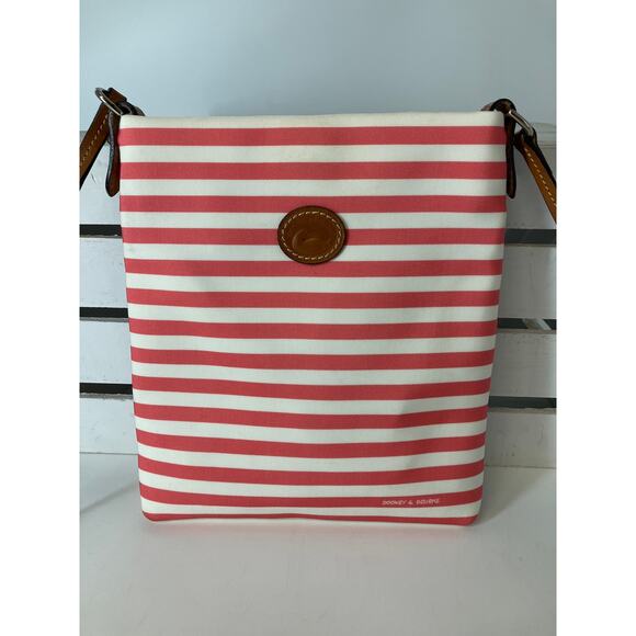DOONEY & BOURKE PINK, WHITE STRIPED SMALL CANVAS CROSSBODY BAG - Picture 2 of 16